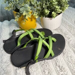 Green and Black Chaco Sandals
